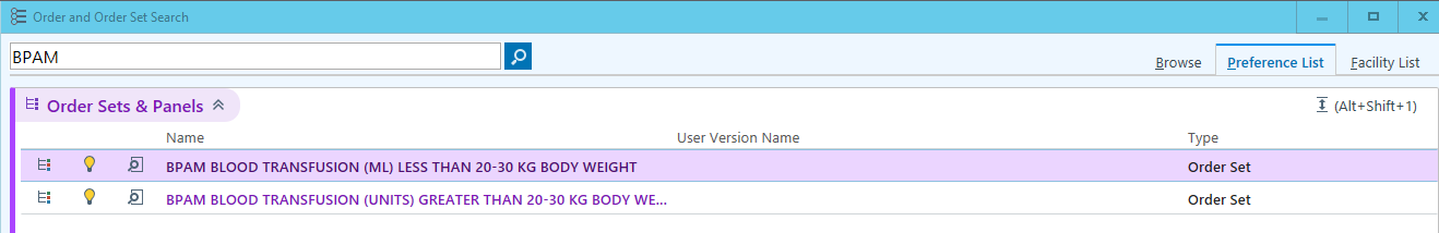 Orderset